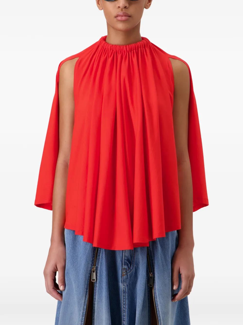 Coperni asymmetric draped blouse - Rosso