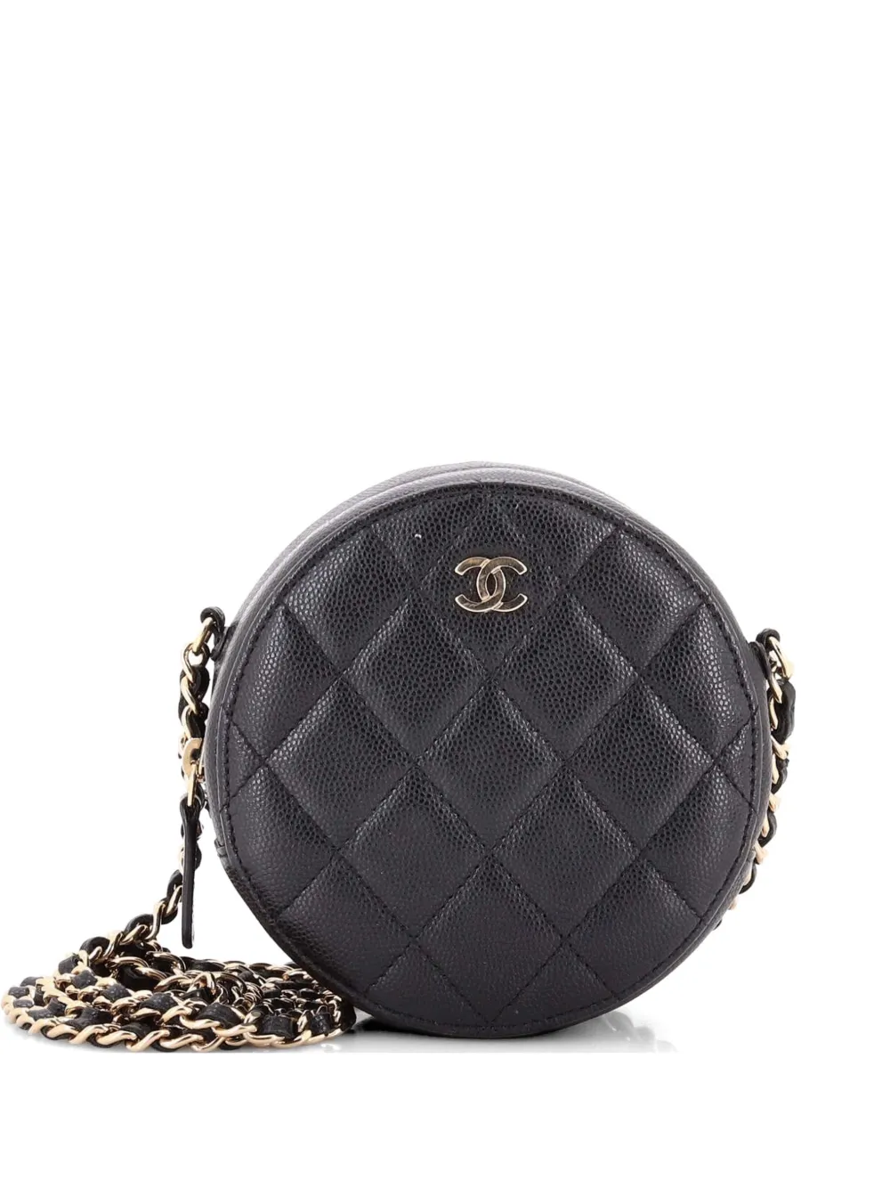 CHANEL Pre-Owned Borsa a tracolla mini in pelle Caviar trapuntata con catena - Nero