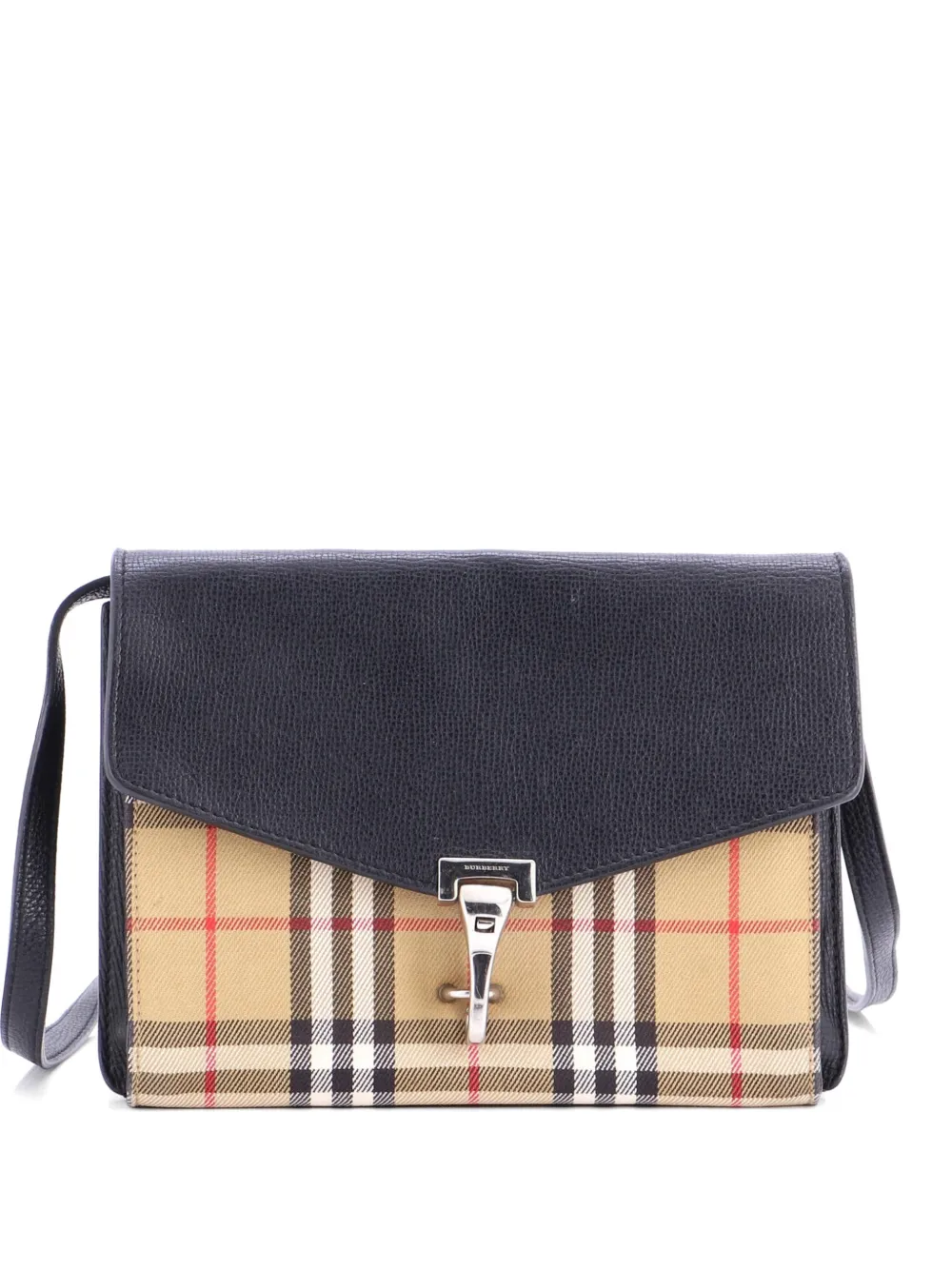 Burberry Pre-Owned Macken Leather and Vintage Check Canvas Small crossbody bag - Schwarz
