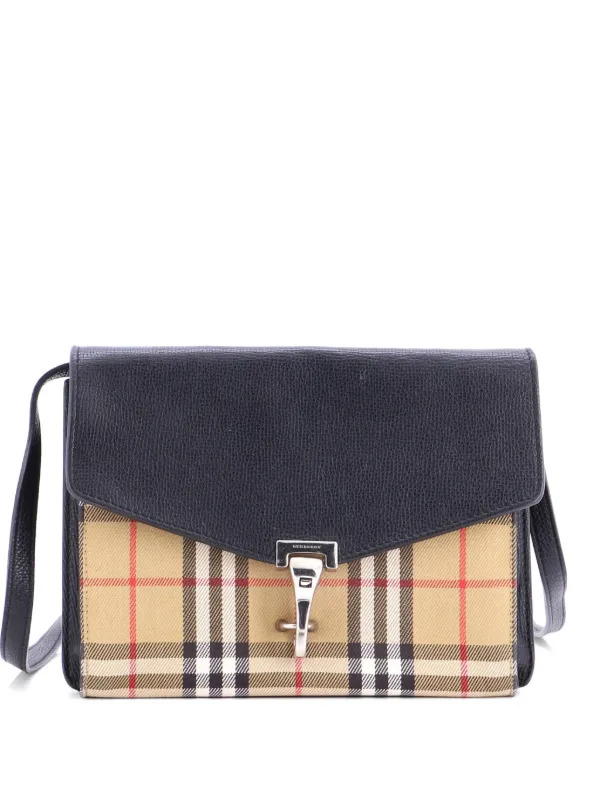 Burberry Pre-Owned マッケン レザー＆ヴィンテージチェックキャンバス 