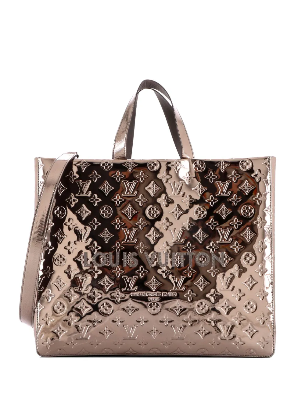 Louis Vuitton Pre-Owned Borsa tote Shopper Monogram Mirror MM in tela cerata - Effetto metallizzato