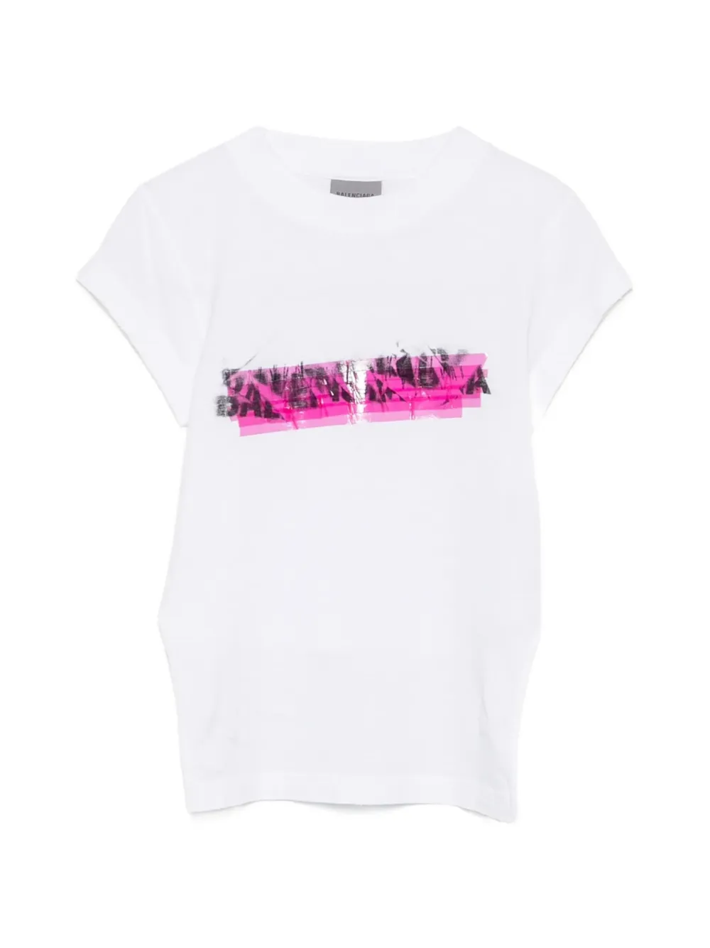 Balenciaga Messy Spray distressed logo-print T-shirt - Weiß