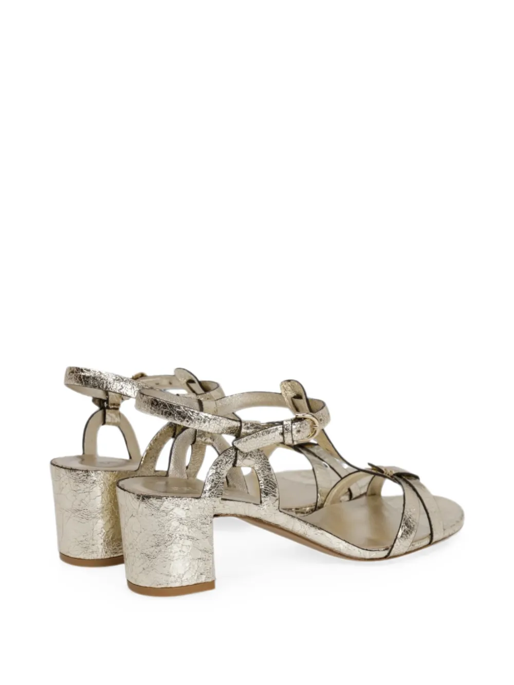 Del Carlo Betty cracked-effect leather sandals Goud