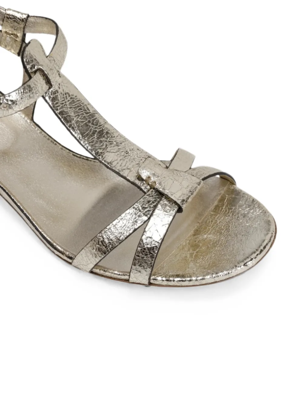 Del Carlo Betty cracked-effect leather sandals Goud