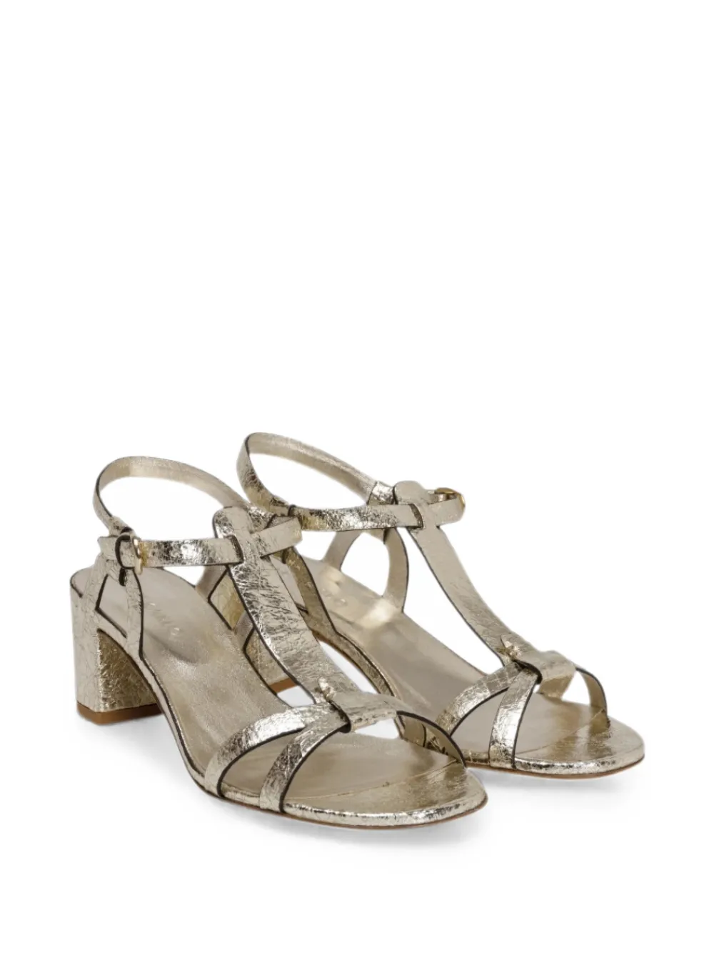 Del Carlo Betty cracked-effect leather sandals Goud