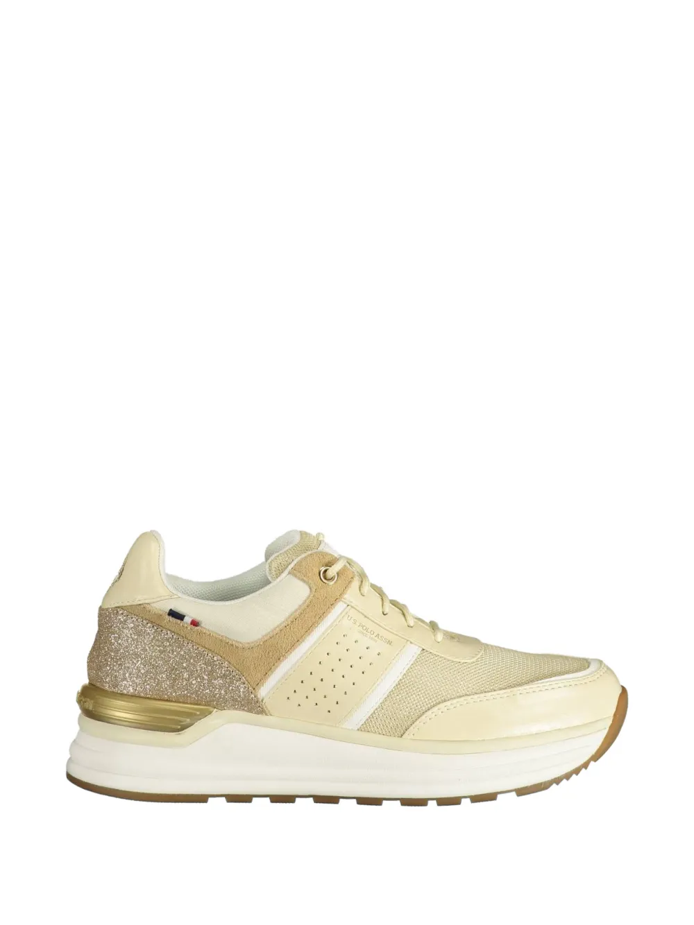 U.S. POLO ASSN. glitter-panel mesh sneakers Beige
