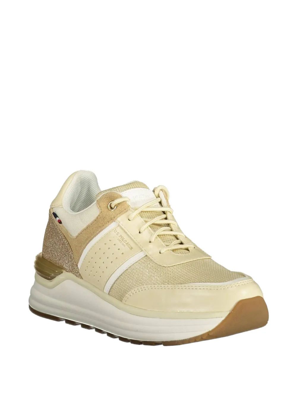 U.S. POLO ASSN. glitter-panel mesh sneakers Beige