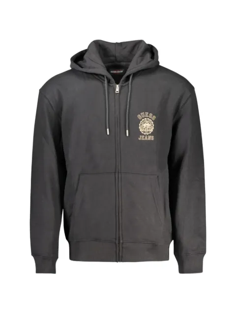 GUESS USA logo-embroidered zip-up hoodie