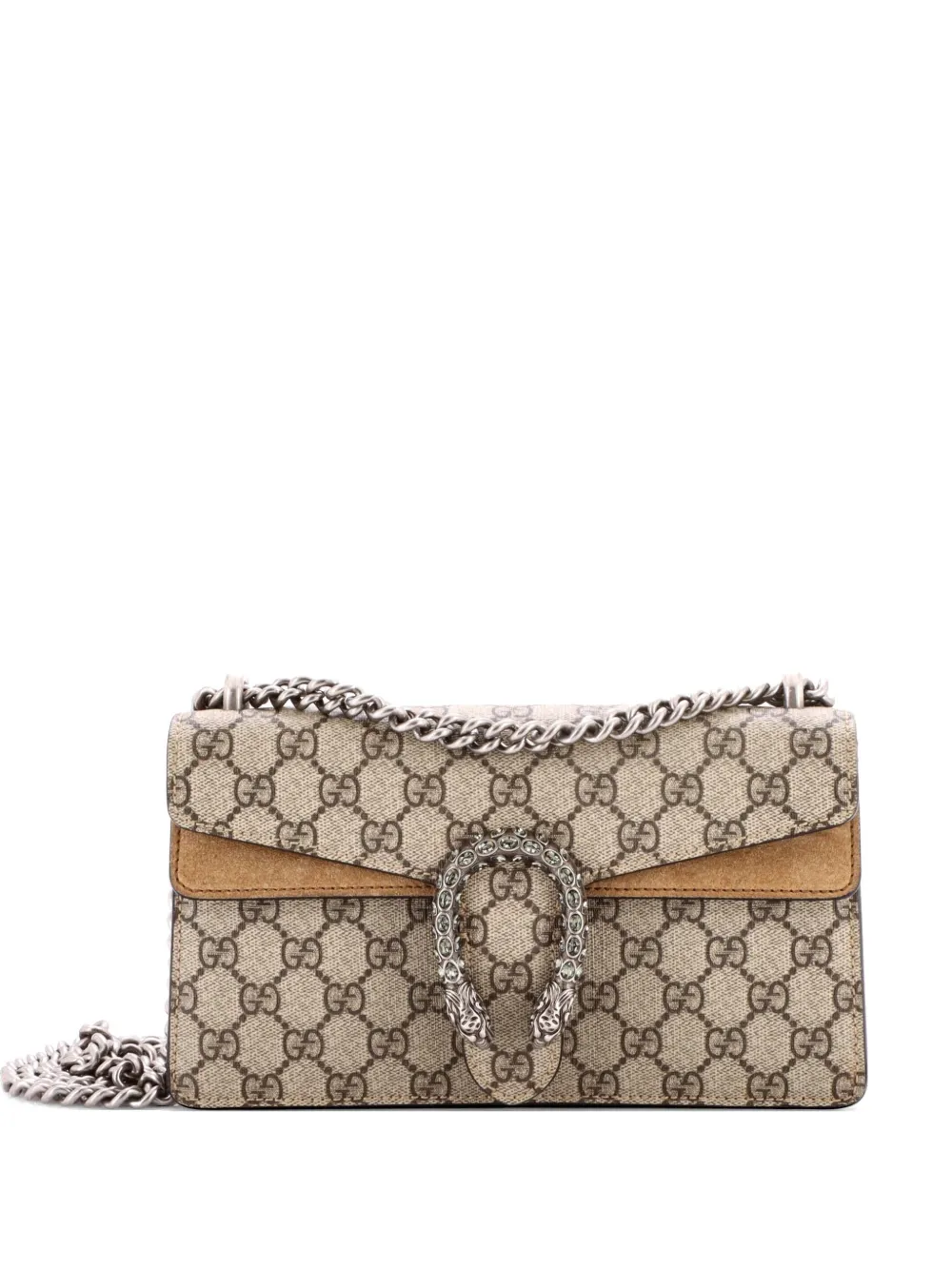 Gucci Pre-Owned Dionysus Bag GG Coated Canvas with Crystal Embellished Metal Small shoulder bag - Marrone
