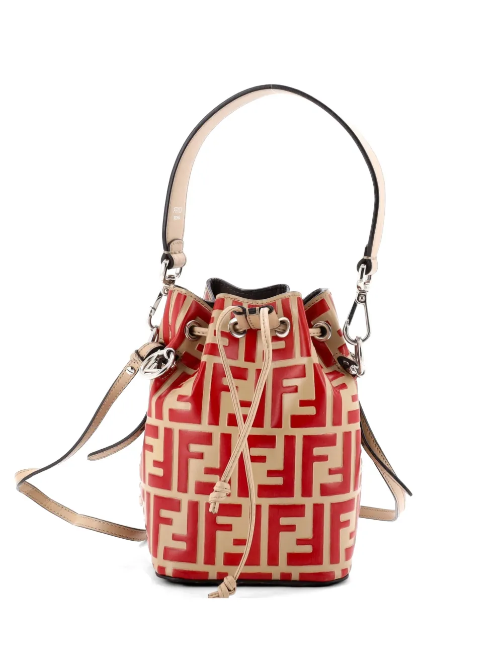 Fendi Pre-Owned Mon Tresor Zucca Embossed Leather Mini bucket bag - Neutrals
