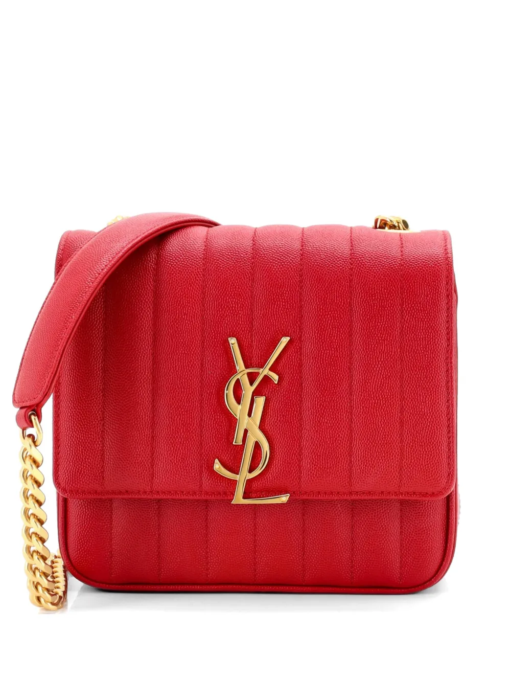 Saint Laurent Pre-Owned Vicky Vertical Quilted Grainy Leather Medium crossbody bag - Rot