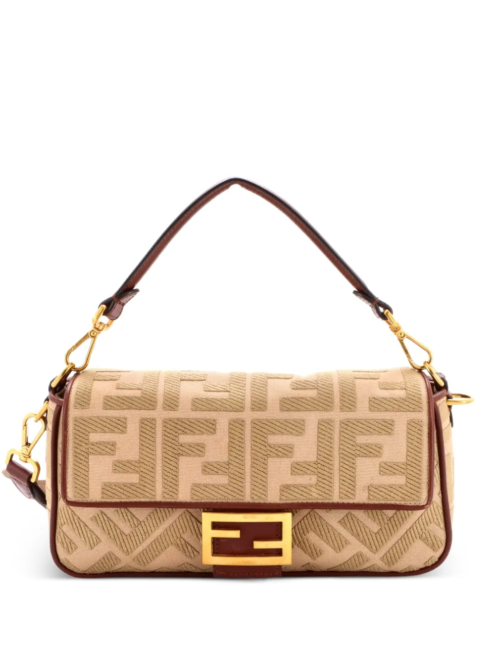 Fendi Pre-Owned Baguette NM Bag Zucca Embroidered Canvas Medium shoulder bag - Toni neutri