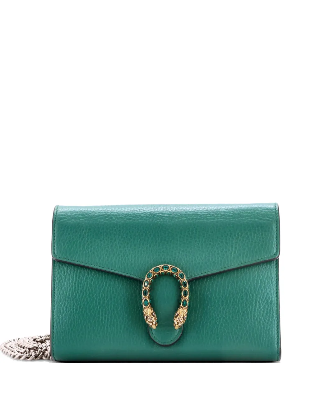 Gucci Pre-Owned Dionysus Chain Wallet Leather with Embellished Detail Small crossbody bag - Verde