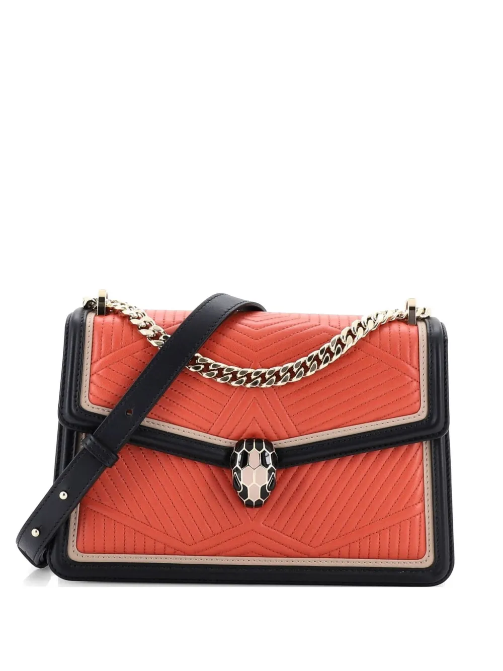 Bvlgari Pre-Owned Borsa a spalla Serpenti Forever piccola in pelle matelassé con tracolla - Nero