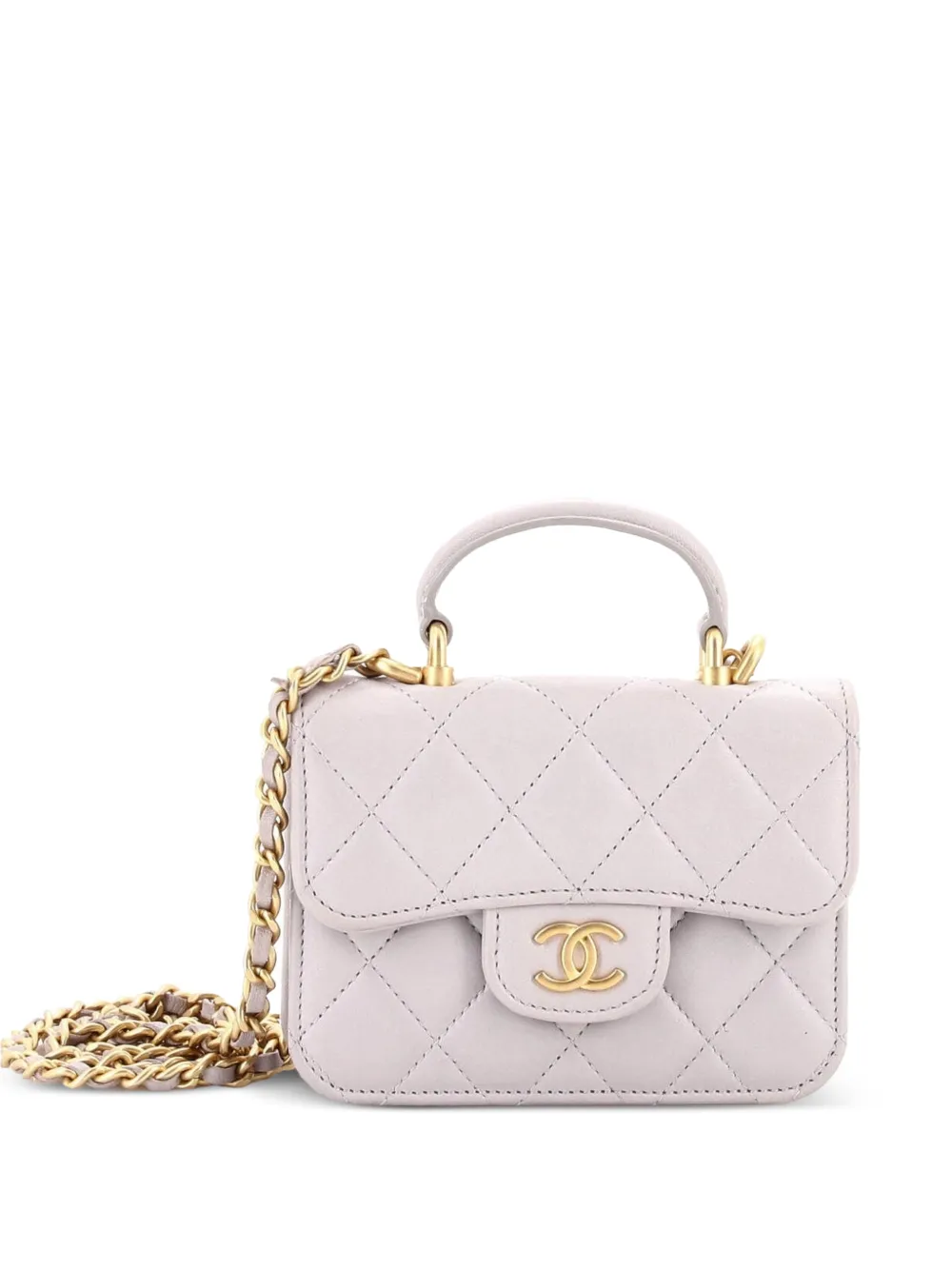 CHANEL Pre-Owned Top Handle Flap Coin Purse with Chain Quilted Lambskin crossbody bag - Grau