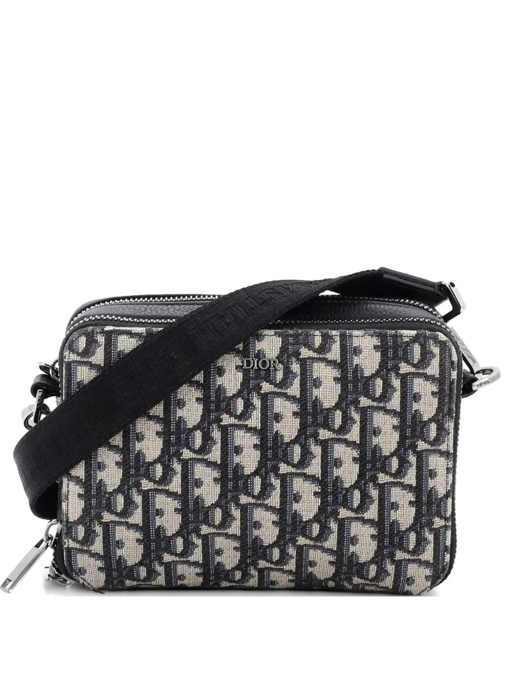 Christian Dior Pre-Owned Borsa a tracolla in tela con motivo Oblique e doppia zip - Blu