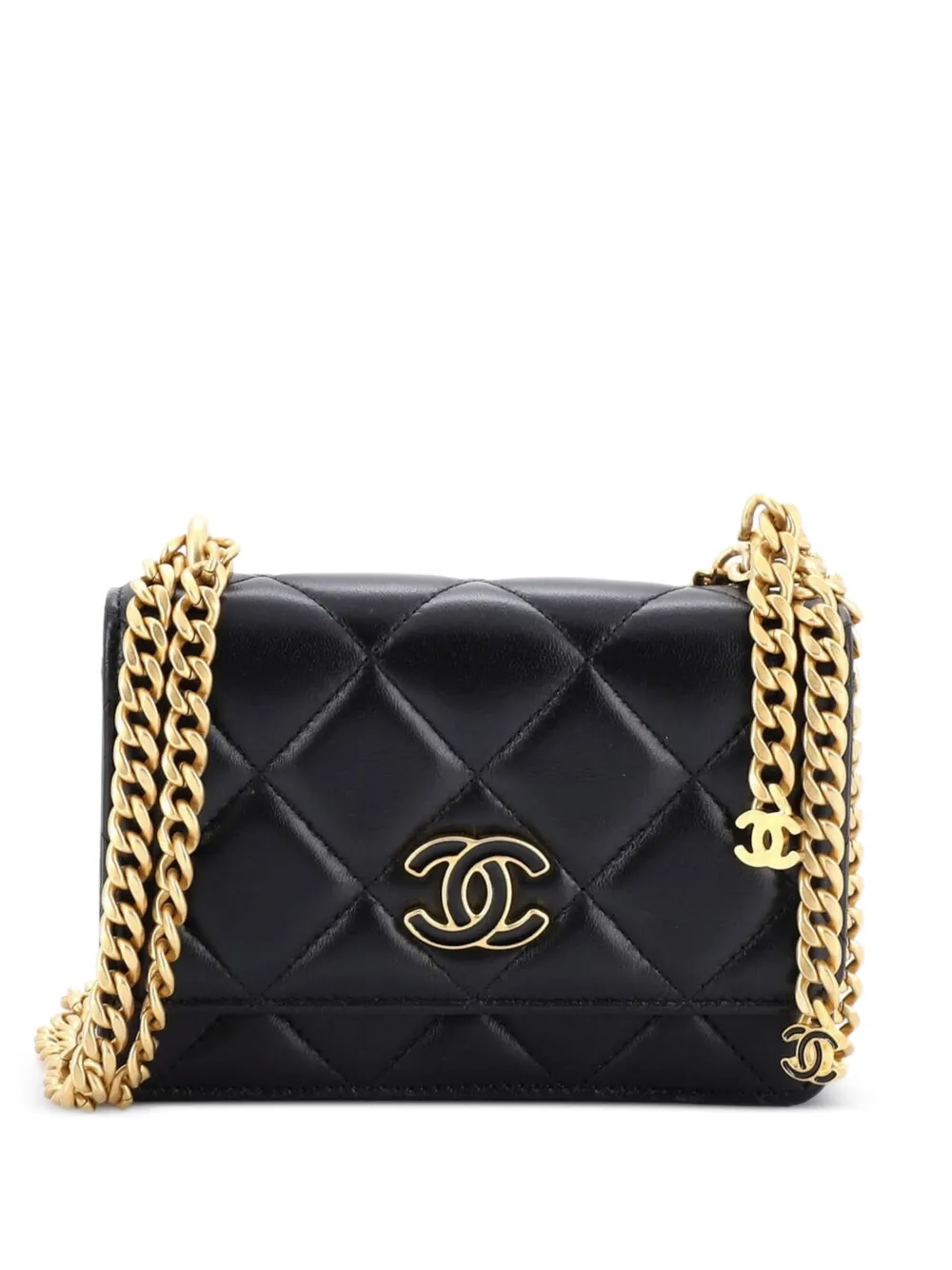 CHANEL Pre-Owned Pending CC Wallet on Chain Quilted Lambskin Mini crossbody bag - Black