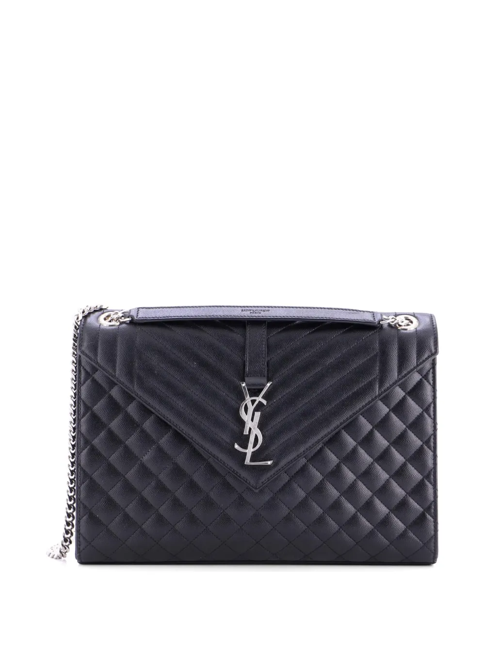 Saint Laurent Pre-Owned Classic Monogram Envelope Satchel Mixed Matelasse Leather Large shoulder bag - Nero