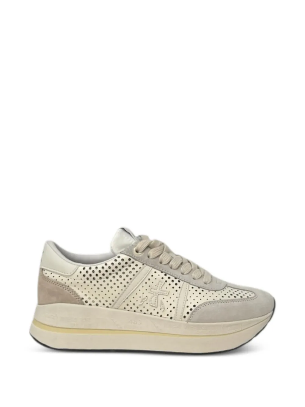 Premiata Bethcoin 8171 perforated platform sneakers Beige