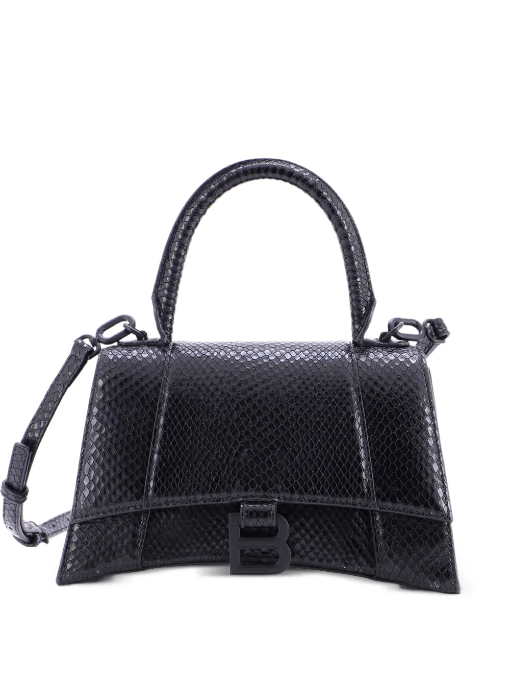 Balenciaga Pre-Owned Hourglass Top Handle Bag Snakeskin Embossed Leather Small crossbody bag - Nero