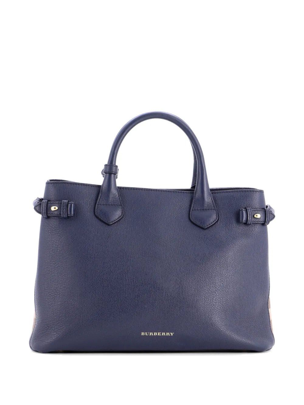 Burberry Pre-Owned Banner Tote Leather and House Check Canvas Medium satchel - Blau