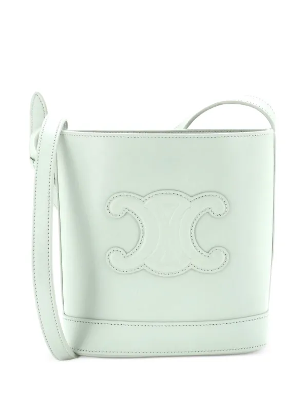 Celine Pre-owned Cuir Triomphe Leather Small Bucket Bag in Green