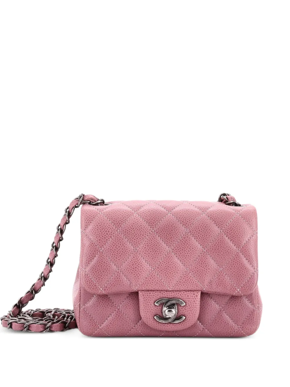 CHANEL Pre-Owned Square Classic Single Flap Bag Quilted Caviar Mini crossbody bag - Rosa