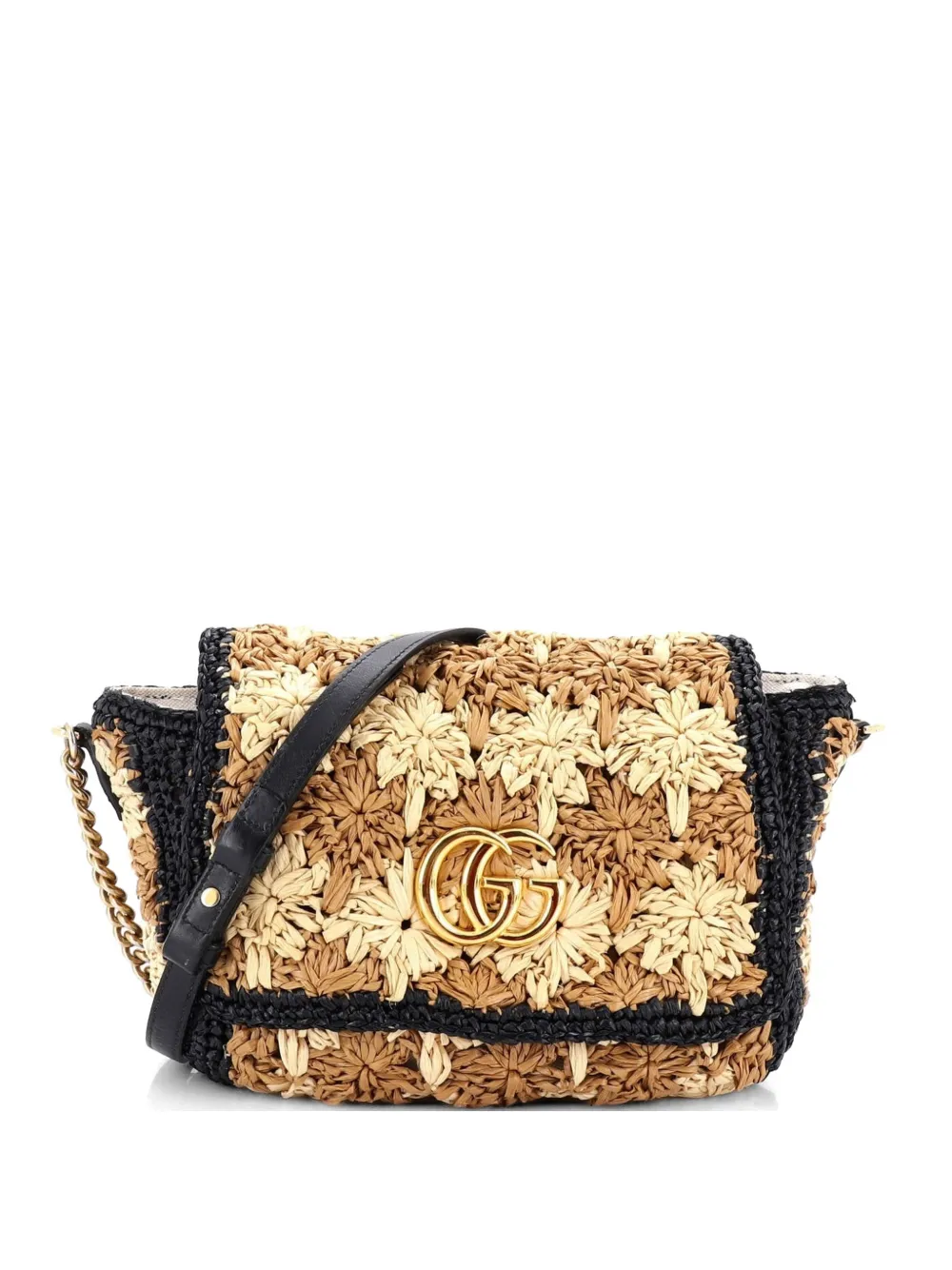 Gucci Pre-Owned GG Marmont Flap Bag Raffia Small shoulder bag - Marrone