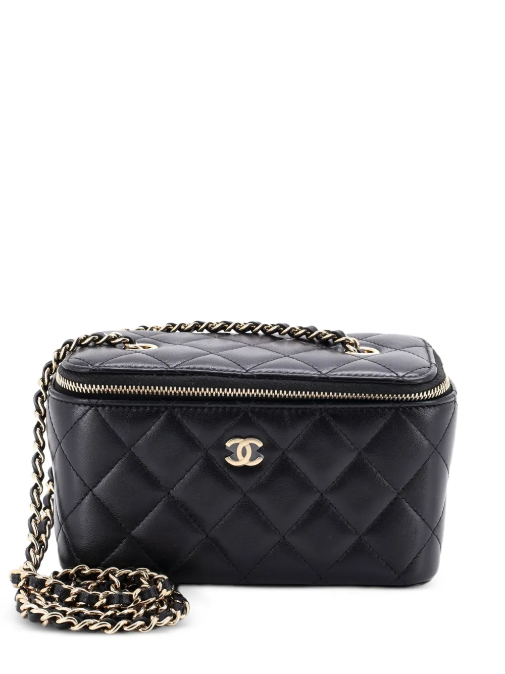 CHANEL Pre-Owned Classic Vanity Case with Chain Quilted Lambskin Small clutch bag - Nero