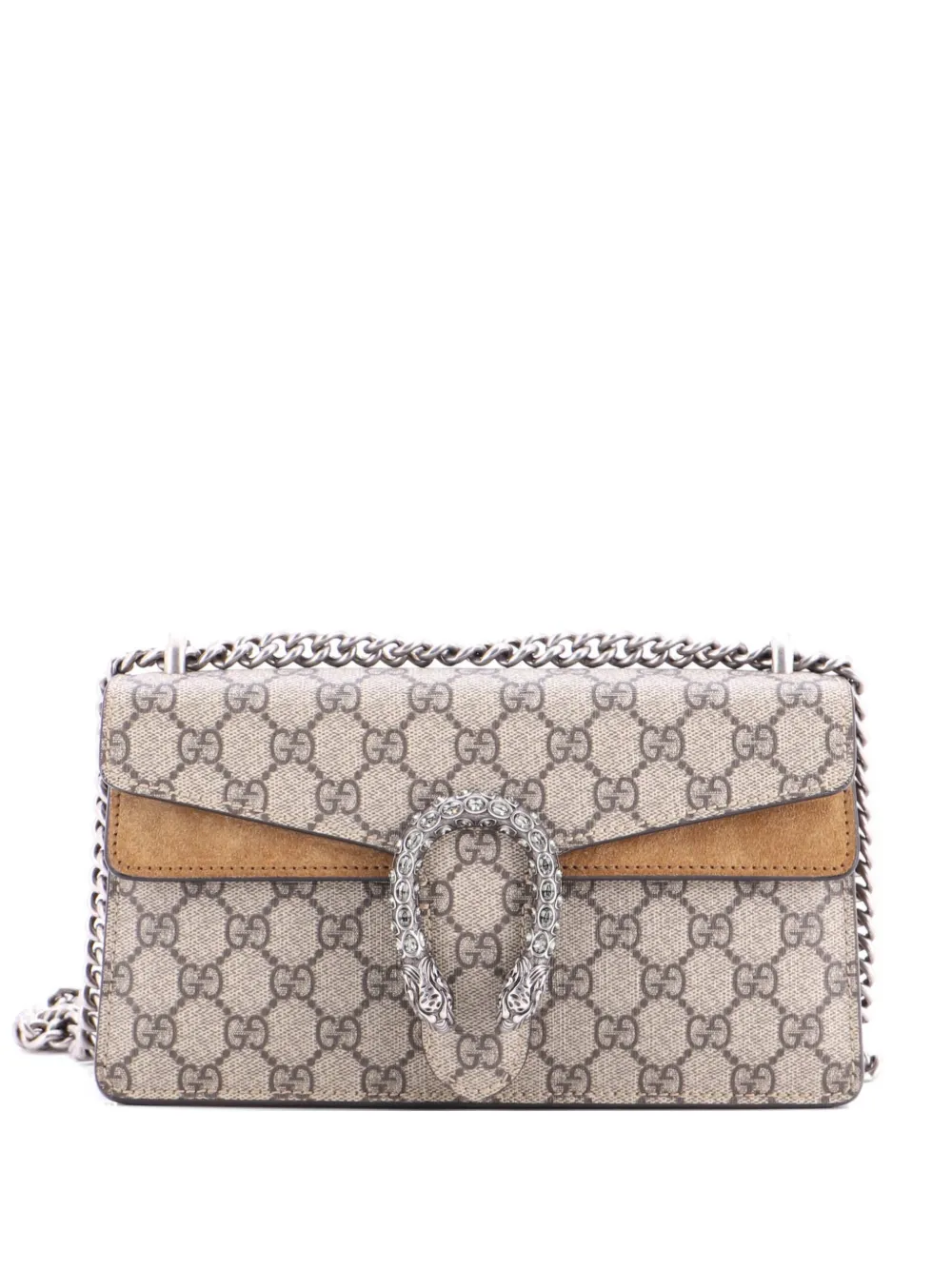 Gucci Pre-Owned Dionysus Bag GG Coated Canvas with Crystal Embellished Metal Small shoulder bag - Marrone