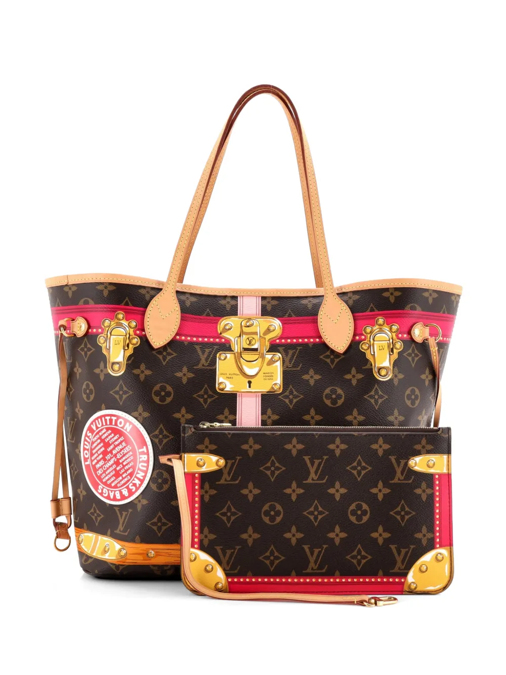 Louis Vuitton Pre-Owned Borsa tote Neverfull NM Limited Edition Summer Trunks Monogram Canvas MM - Marrone