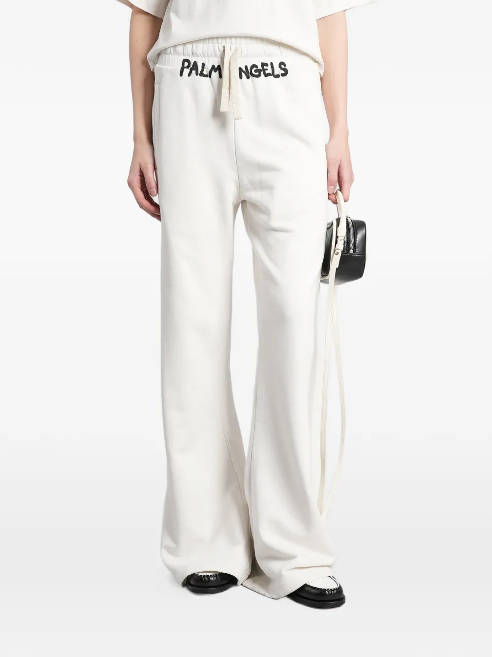 Palm Angels logo-print drawstring track pants - Bianco