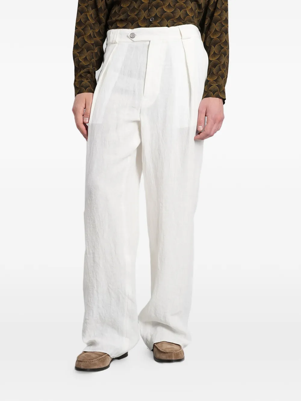 Emporio Armani pleated wide-leg trousers - Bianco