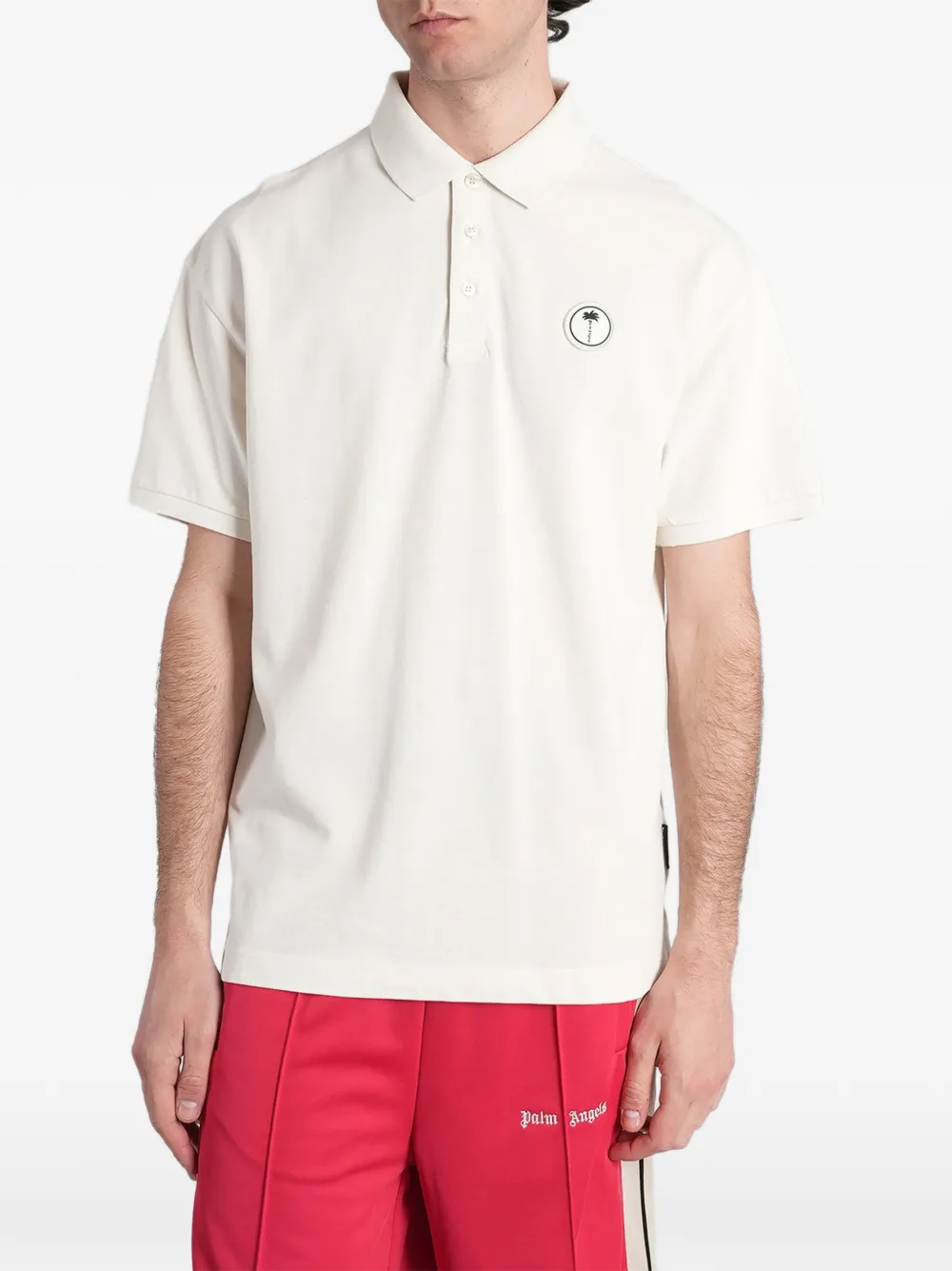 Palm Angels logo-patch polo shirt - Toni neutri