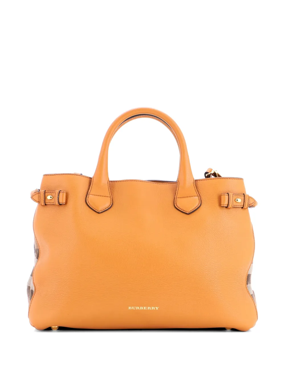 Burberry Pre-Owned Banner Tote Leather and House Check Canvas Medium satchel - Arancione