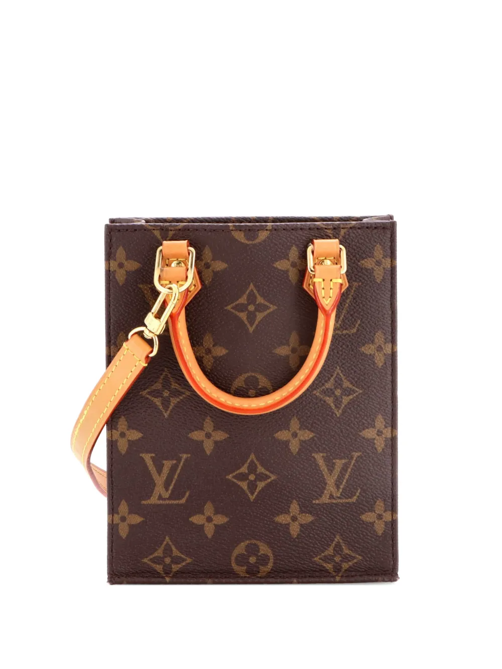 Louis Vuitton Pre-Owned Borsa a tracolla Petit Sac Plat in tela con monogramma - Marrone