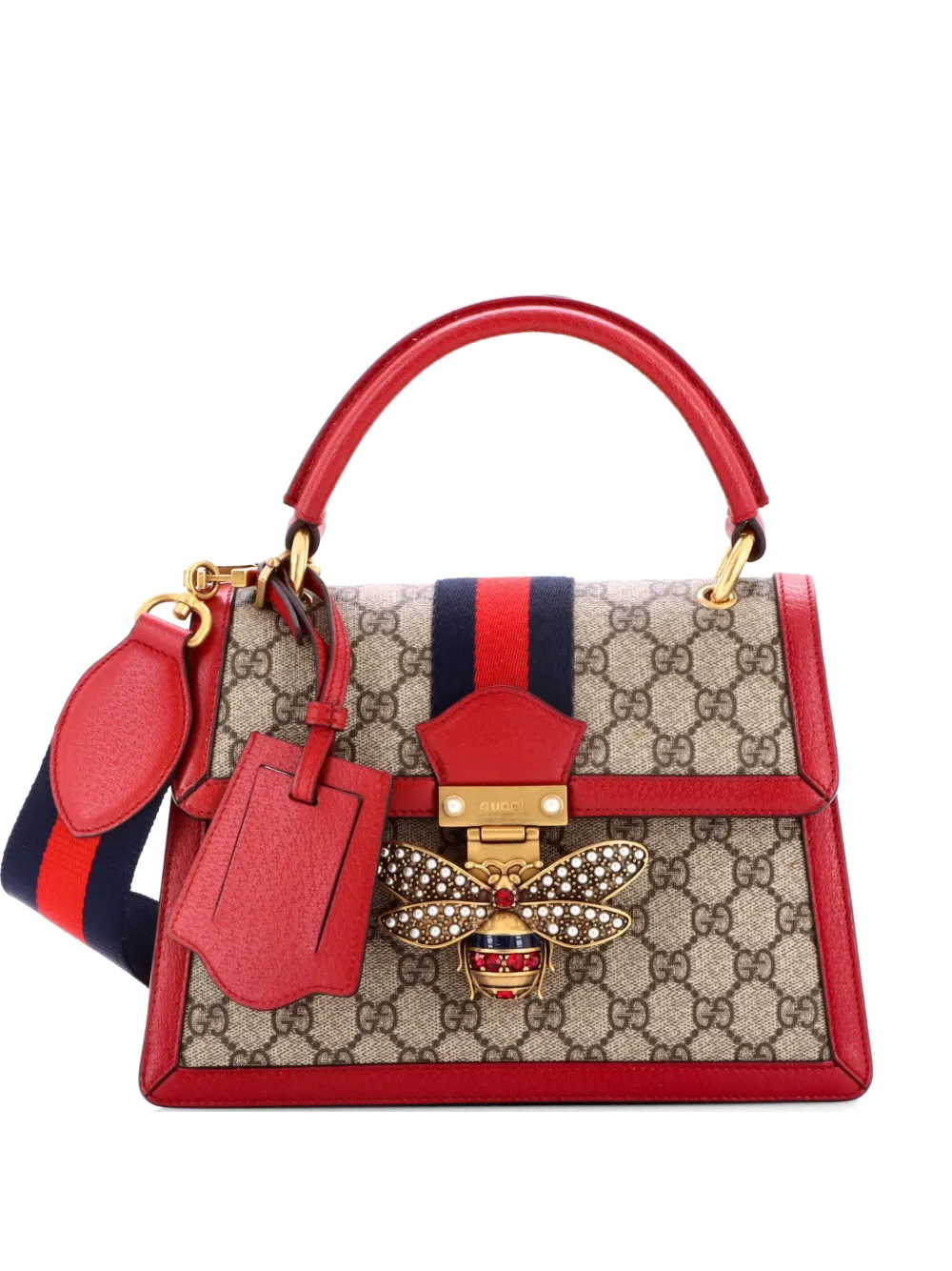 Gucci Pre-Owned Queen Margaret Top Handle Bag GG Coated Canvas with Leather Small satchel - Marrone