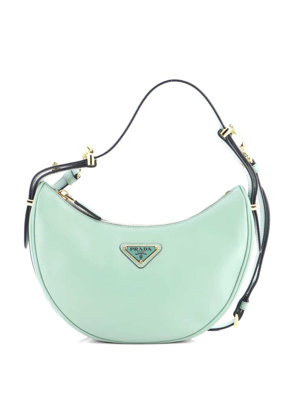 Prada Pre-Owned Arque Half Moon Leather Mini hobo bag - Verde