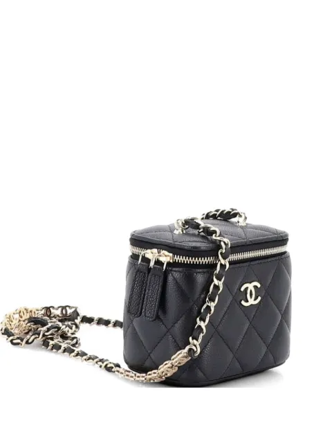 CHANEL Pre-Owned bolso de mano Vanity Case minide cuero caviar con diseño acolchado y logo CC