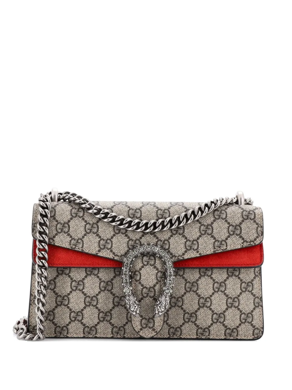 Gucci Pre-Owned Dionysus Bag GG Coated Canvas with Crystal Embellished Metal Small shoulder bag - Red