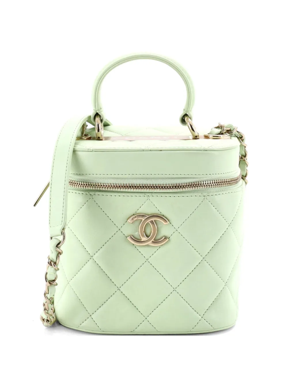 CHANEL Pre-Owned Trendy CC Top Handle Vanity Case Quilted Lambskin Small shoulder bag - Green