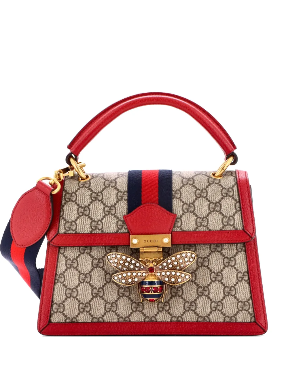 Gucci Pre-Owned Queen Margaret Top Handle Bag GG Coated Canvas with Leather Small satchel - Marrone
