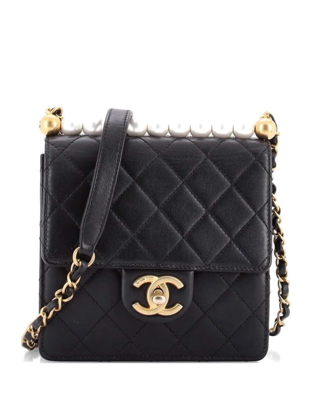 CHANEL Pre-Owned Chic Pearls Flap Bag Quilted Goatskin Mini crossbody bag - Nero