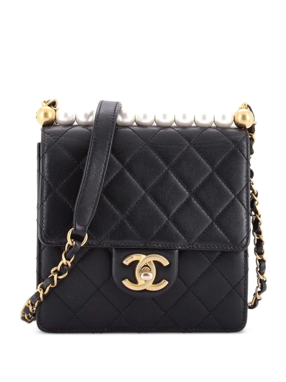 CHANEL Pre-Owned Chic Pearls Flap Bag Quilted Goatskin Mini crossbody bag - Nero