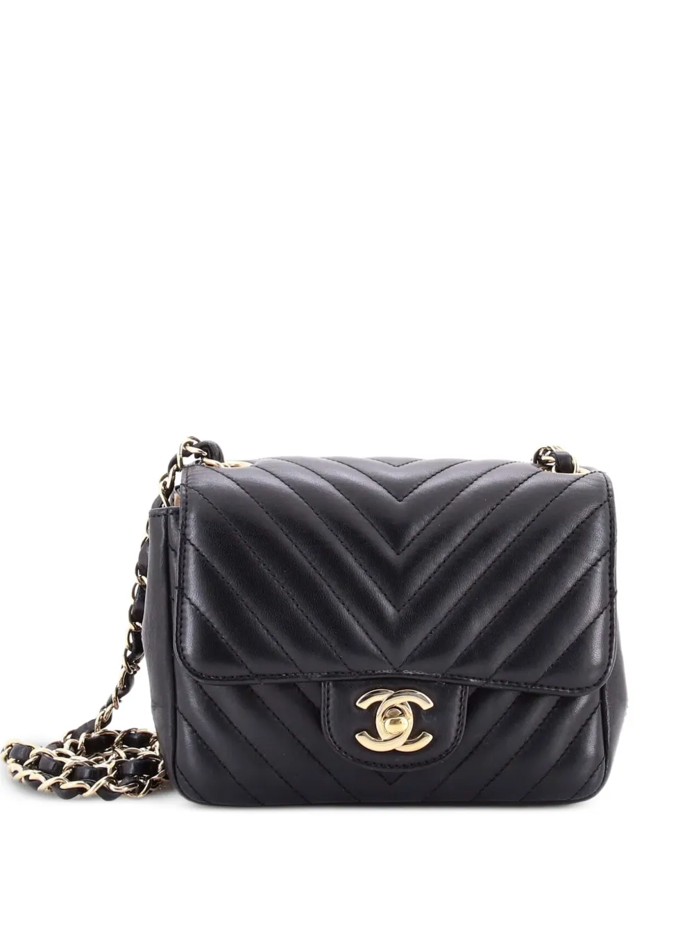 CHANEL Pre-Owned Square Classic Single Flap Bag Chevron Lambskin Mini crossbody bag - Nero