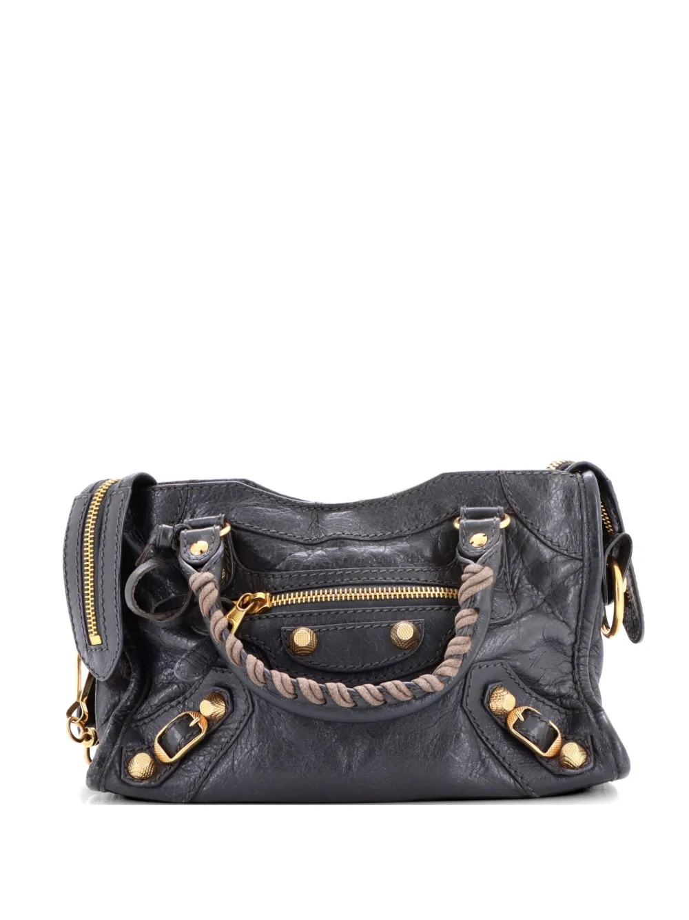 Balenciaga Pre-Owned City Giant Studs Bag Leather Mini satchel - Grigio