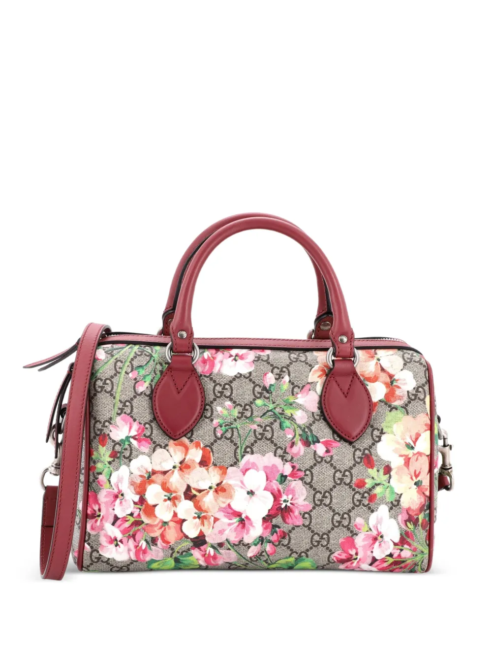 Gucci Pre-Owned Borsa a tracolla Boston convertibile media in tela cerata GG con stampa a fiori - Marrone