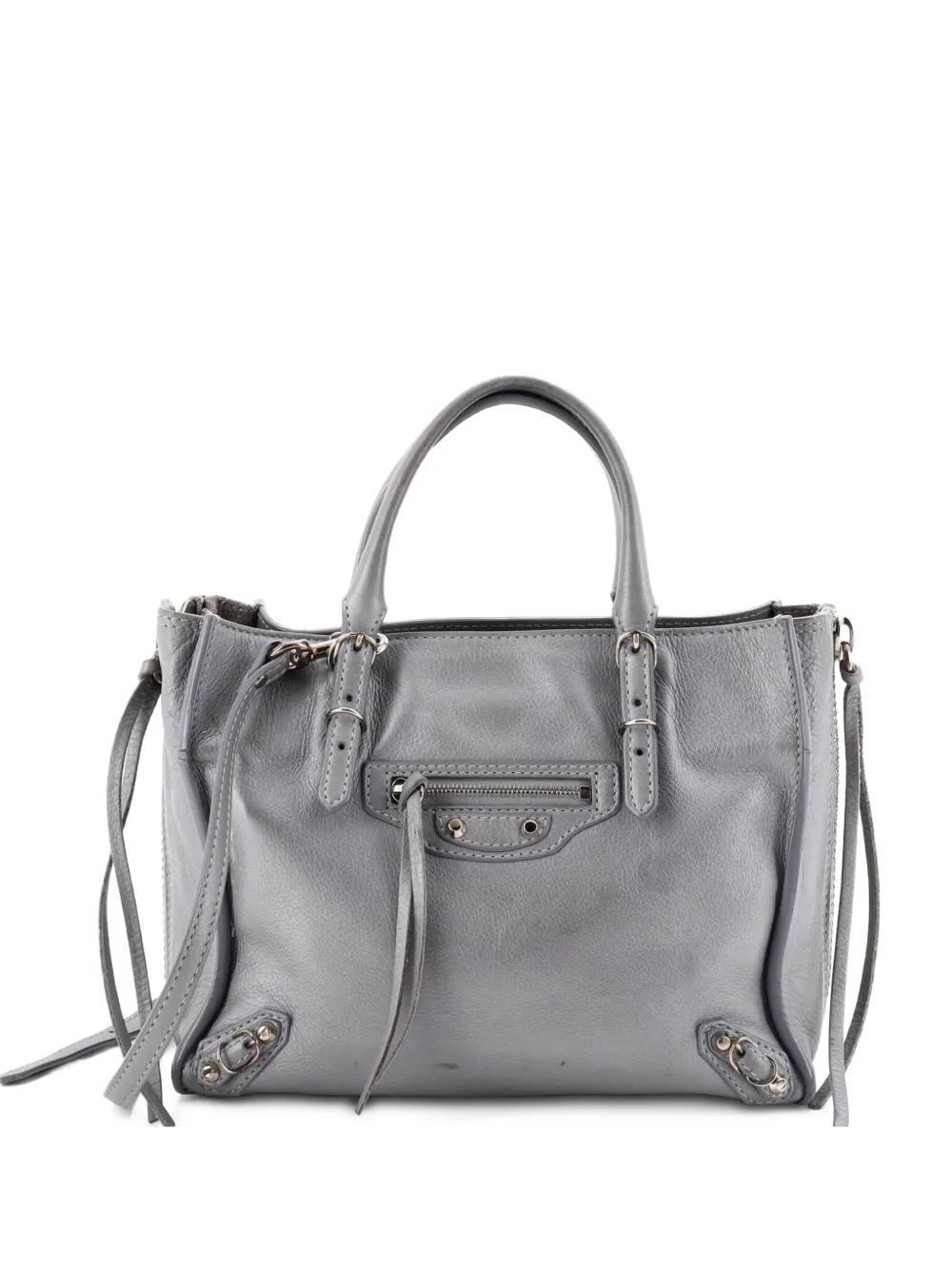 Balenciaga Pre-Owned Borsa tote Papier A4 mini in pelle con borchie e zip - Grigio