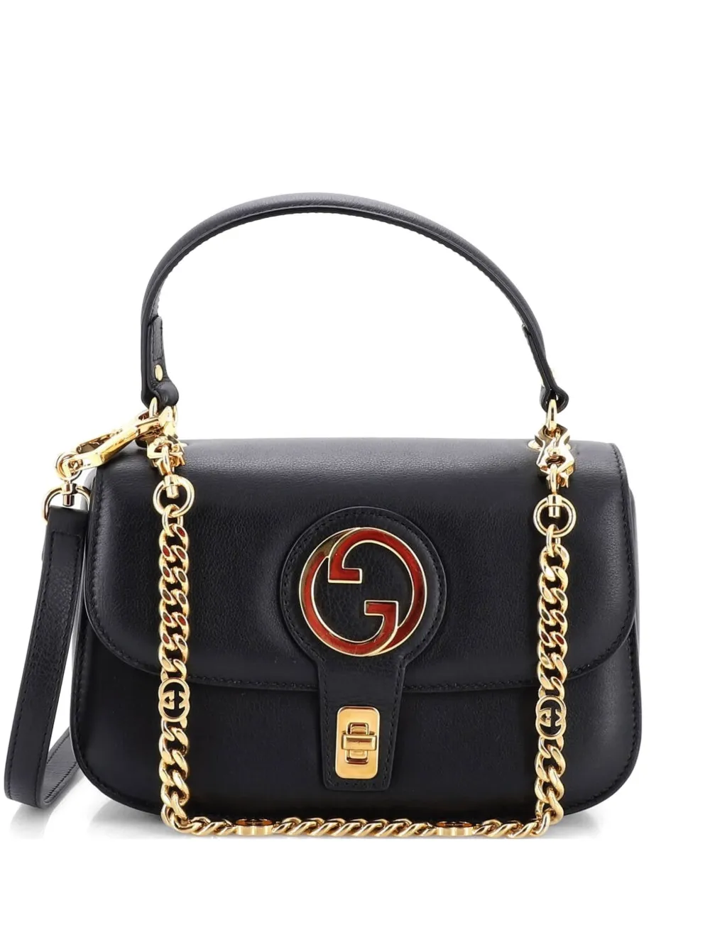 Gucci Pre-Owned Blondie NM Chain Top Handle Bag Leather Small satchel - Nero