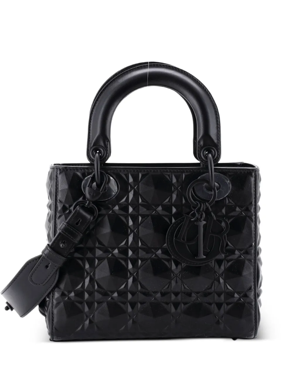 Christian Dior Pre-Owned My ABCDior Lady Dior Bag Diamond Motif Cannage Calfskin Small shoulder bag - Black